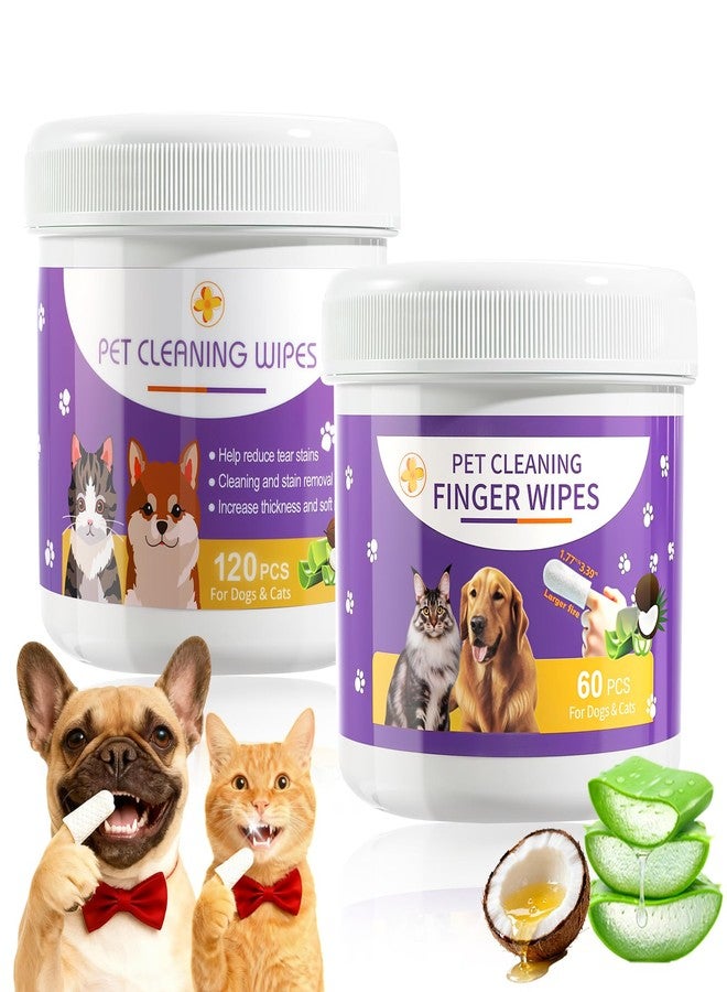 MeCids Pet Cleaning Wipe and Dogs Teeth Cleaning Finger Wipes Set 180PCS, Gentle Pet Wipes for Dogs & Cats Eyes, Ear, Paws, Butt, Face - Image 1